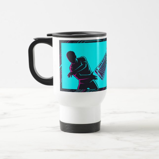 Caneca Térmica Jogador Esmagando Teclado (Esquerda)