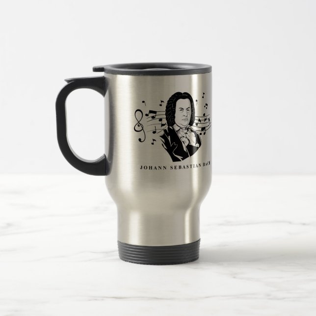 Caneca Térmica Johann Sebastian Bach Portrait e Bust com Notes (Esquerda)