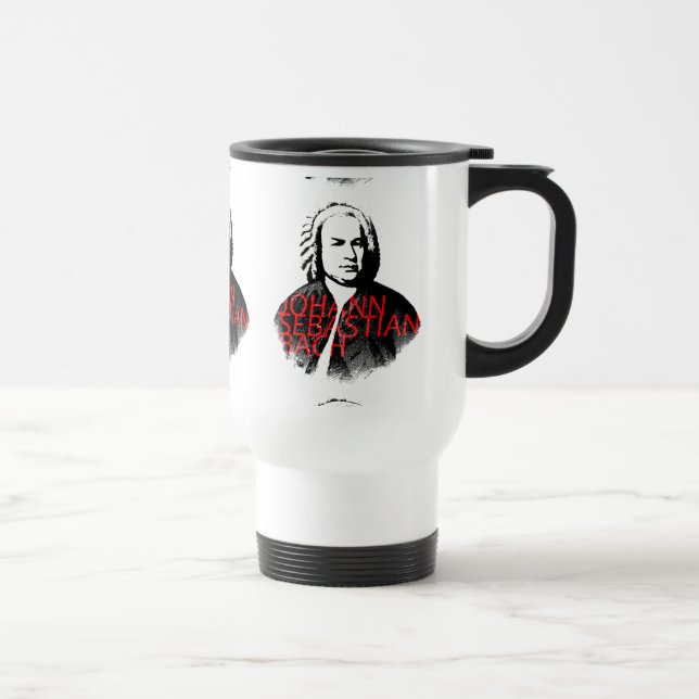 Caneca Térmica Johann Sebastian Bach retrata e letras vermelhas (Direita)