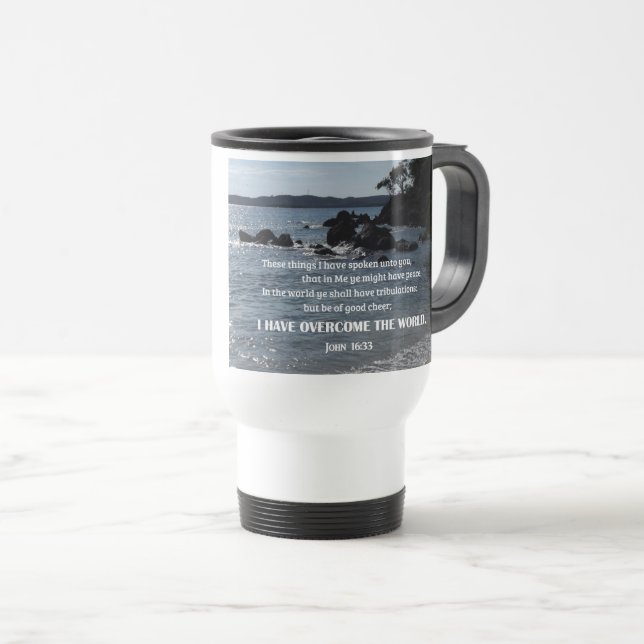 Caneca Térmica John 16:33 Estas coisas que vos falei (Frente Esquerda)