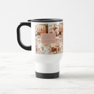 Caneca Térmica Jornada de Fé de uma Mulher Floral em Aquarela Ros