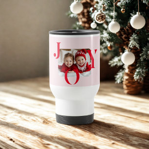 Caneca Térmica JOY Presente de Foto de Natal Moderno Vermelho e