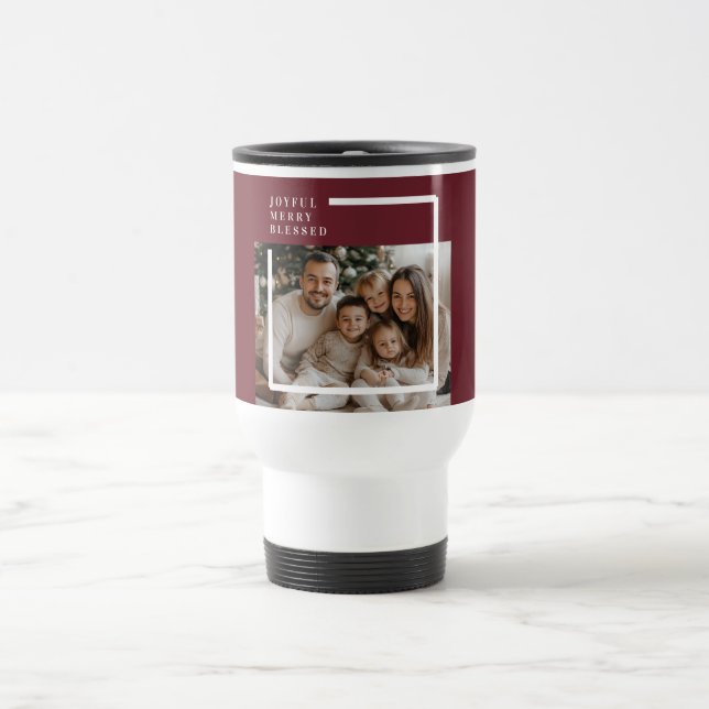 Caneca Térmica Joyful Merry Blessed Christmas Photo  (Centro)