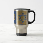 Caneca Térmica Judaica Star De David Metal Dourado Azul<br><div class="desc">Você está vendo a coleção de Design Lee Hiller. Roupa,  Ofertas e Coleções Lee Hiller Fotografia ou Coleção de Arte Digital. Você pode ver sua fotografia da Nature em http://HikeOurPlanet.com/ e seguir seu blog de caminhada no Hot Primavera National Park.</div>