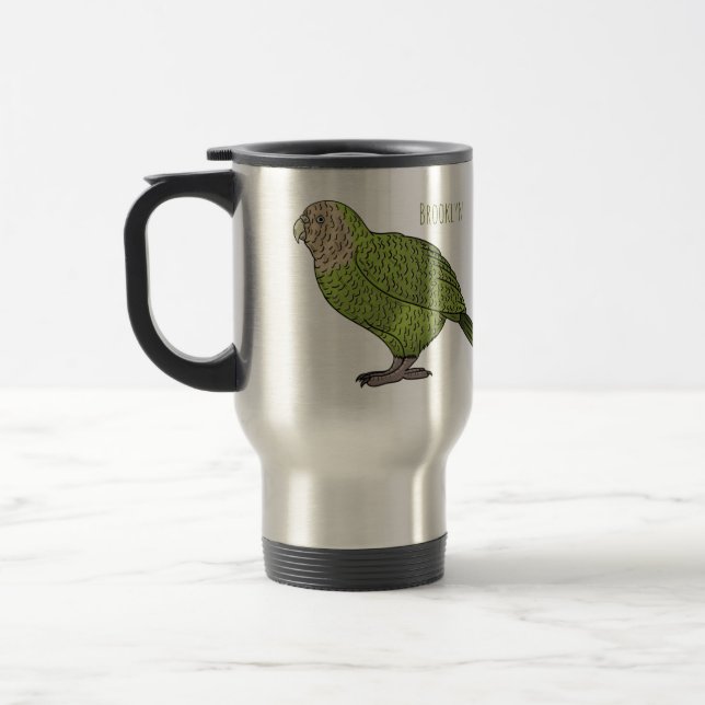 Caneca Térmica Kakapo bird cartoon illustration  (Esquerda)