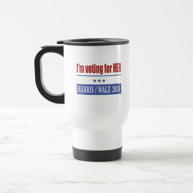 Caneca Térmica Kamala Harris - Estou votando nela! (Esquerda)