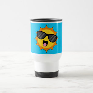 Caneca Térmica Kawaii Happy Sun com óculos escuros