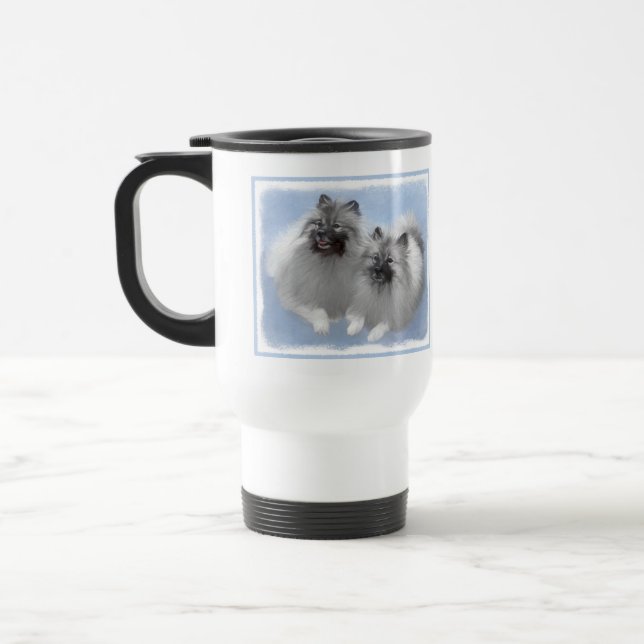 Caneca Térmica Keeshond Pair de Kees pintando Arte Animal Origina (Esquerda)