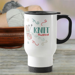 Caneca Térmica Knit Acontece Engraçado tricotando Pun Com Fio Mul
