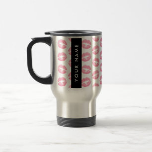 Caneca Térmica Lábios Rosa, Beijo, Batom, Seu Nome, Personalizar