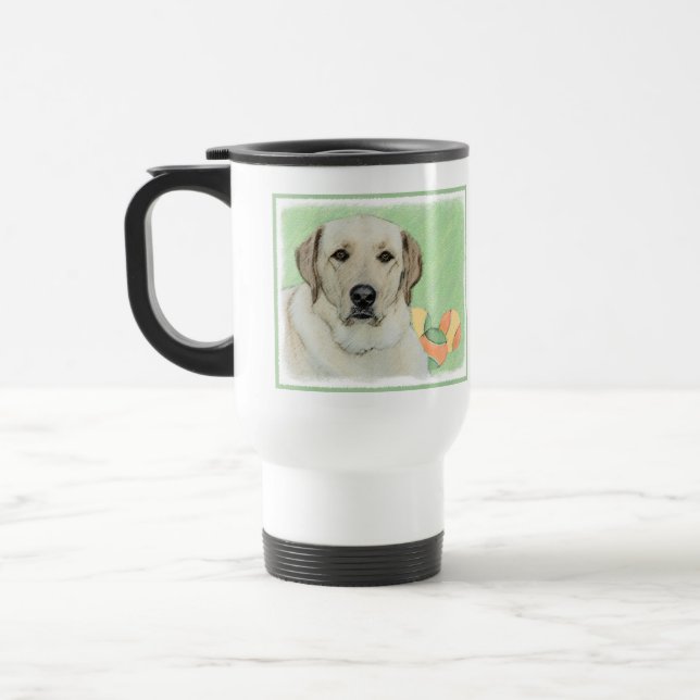 Caneca Térmica Labrador Amarelo - Impressão de Retriever e Tênis (Esquerda)