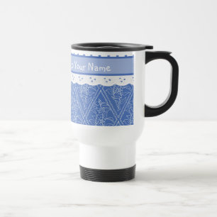 Caneca Térmica Lace de Faux do Bolinhas Blue Periwinkes Personali
