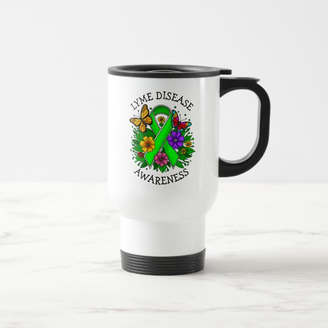 Caneca Térmica Laço de Conscientização da Doença de Lyme (Direita)