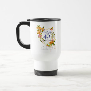 Caneca Térmica Laço de Rosa Dourada 40º Aniversário