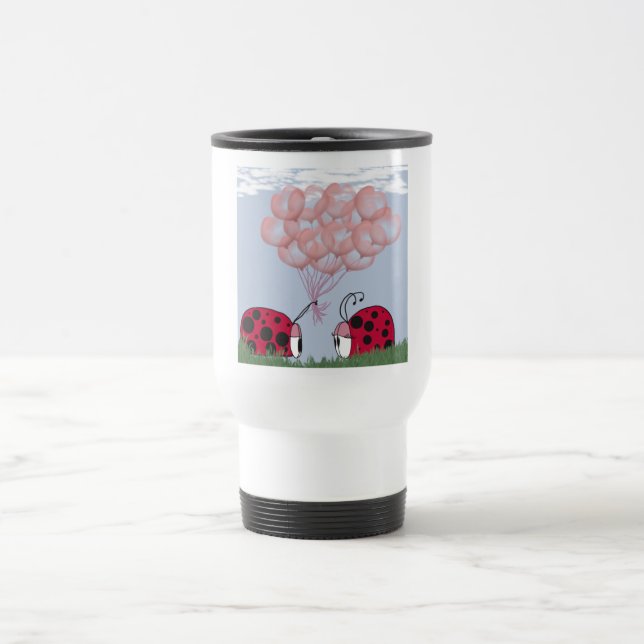 Caneca Térmica Ladybug Adorável Com Buquê De Balão Rosa Bonito (Centro)