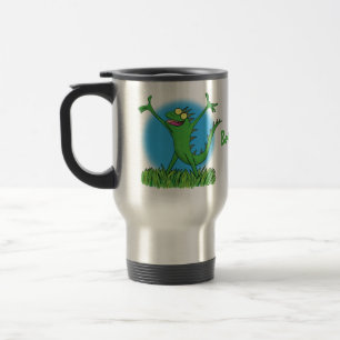 Caneca Térmica Lagarto animado animado com iguana verde engraçado