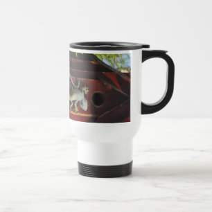 Caneca Térmica Lagarto-cinza em madeira vestida