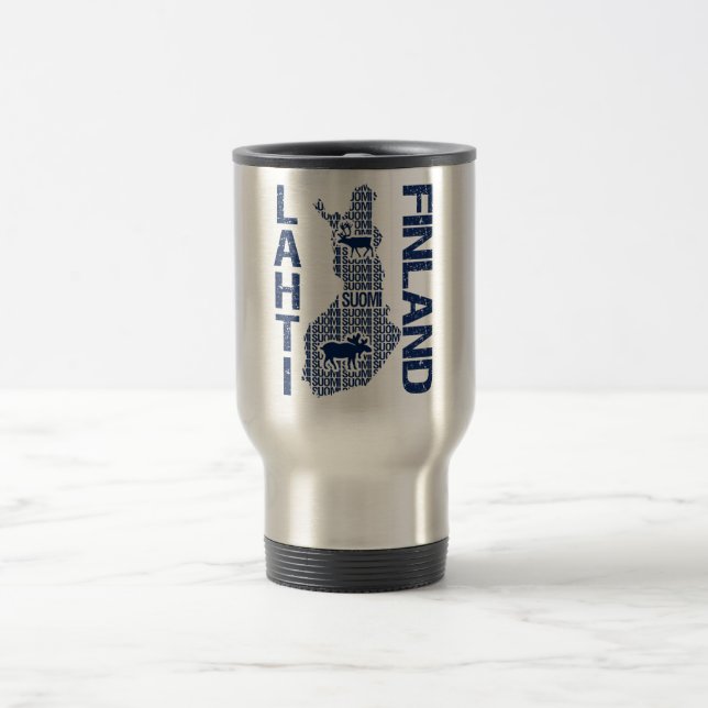Caneca Térmica Lâmpada MAPA FINLÂNDIA - Lahti - escolher estilo,  (Centro)