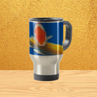 Caneca Térmica Laranja Colorida e Koi Branco