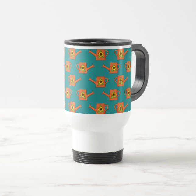 Caneca Térmica Lata de Água Laranja com Girassol (Frente Esquerda)