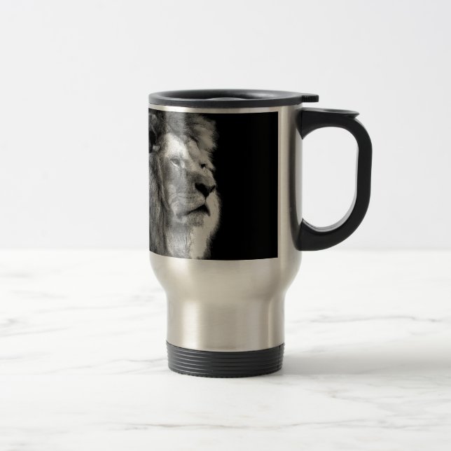 Caneca Térmica Leão branco preto (Direita)