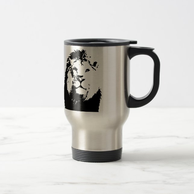 Caneca Térmica Leão preto e branco (Direita)