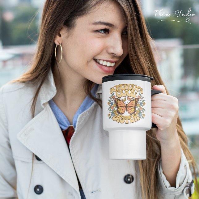 Caneca Térmica Legal Irmã Borboleta Flor Selvagem Retro (Criador carregado)