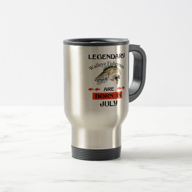 Caneca Térmica Legendário pescador Walleye é Nascer em julho (Frente Esquerda)