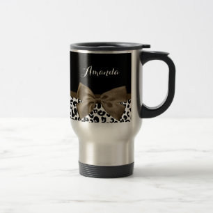 Caneca Térmica Leopard Imprime Arco castanho sofisticado com nome