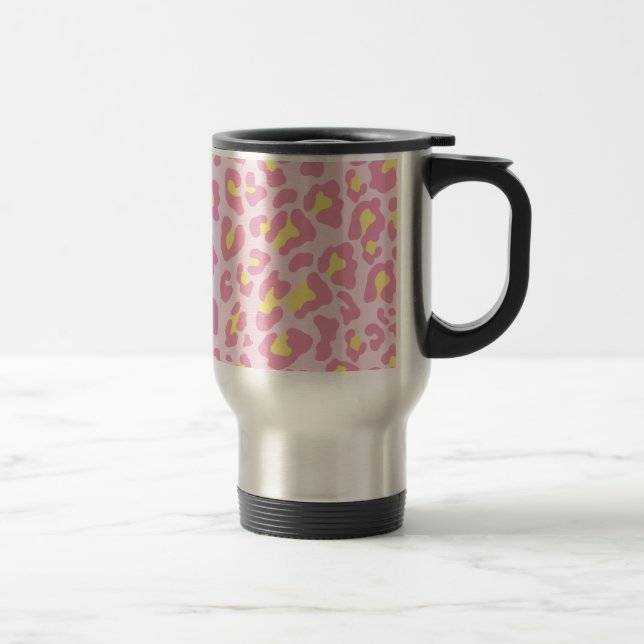 Caneca Térmica Leopardo - Impressão rosa e amarelo (Direita)