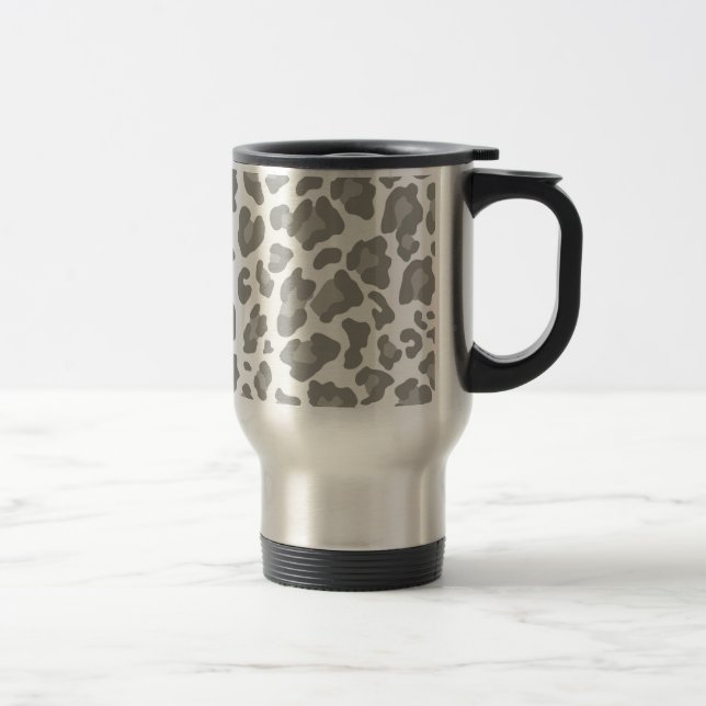 Caneca Térmica Leopardo Imprime Branco e Cinzas (Direita)