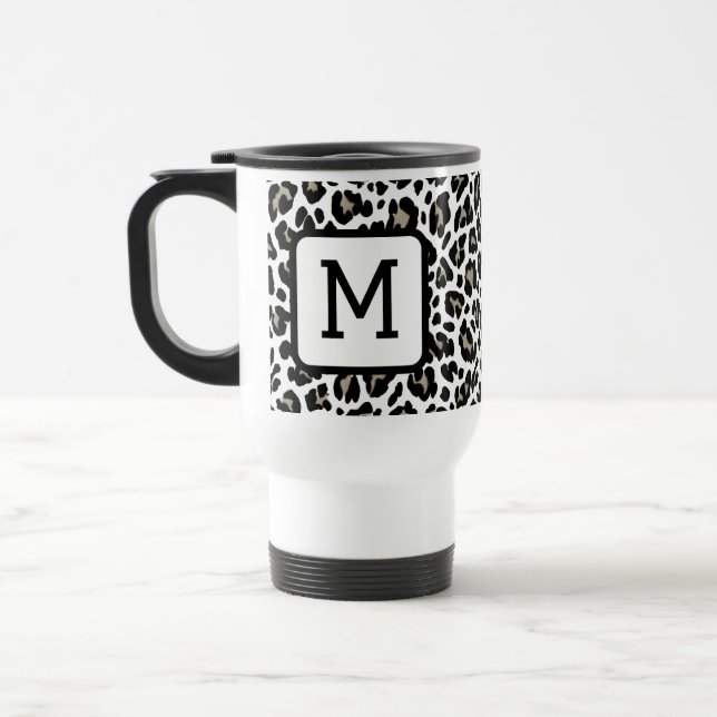 Caneca Térmica Leopardo monograma, impresso preto e branco (Esquerda)
