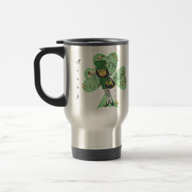 Caneca Térmica Leprechaun "Feliz Rua. Dia de Patrick" (Esquerda)