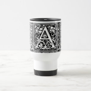 Caneca Térmica Letra A Monograma Medieval Art Nouveau