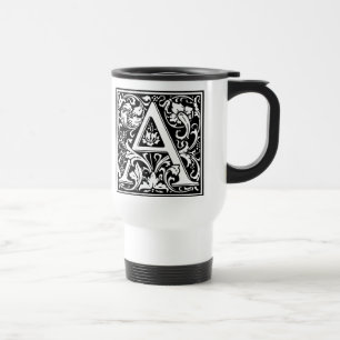 Caneca Térmica Letra A Monograma Medieval Art Nouveau
