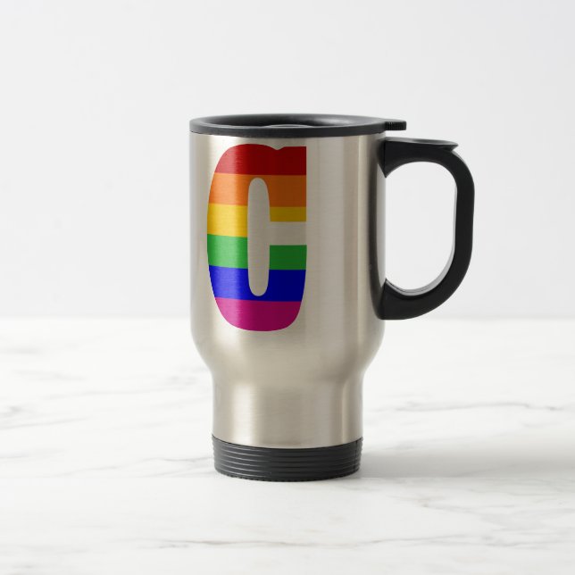 Caneca Térmica Letra arco-íris C (Direita)