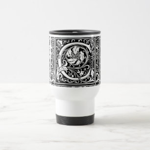Caneca Térmica Letra C Monograma Medieval Art Nouveau