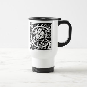 Caneca Térmica Letra C Monograma Medieval Arte Nova