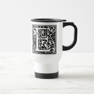 Caneca Térmica Letra E Monograma Medieval Art Nouveau