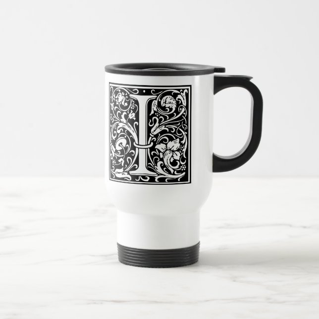 Caneca Térmica Letra I Monograma Medieval Art Nouveau (Direita)