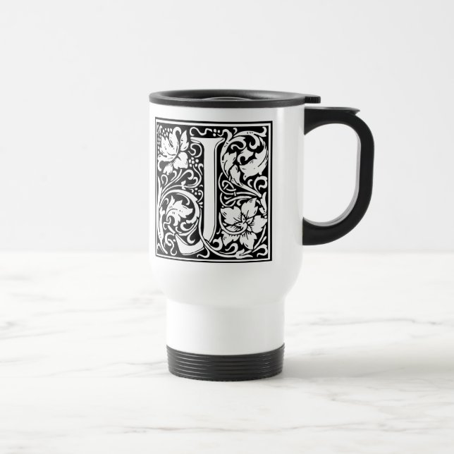 Caneca Térmica Letra J Monograma Medieval Art Nouveau (Direita)
