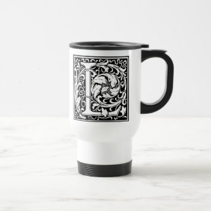 Caneca Térmica Letra L Monograma Medieval Arte Nova