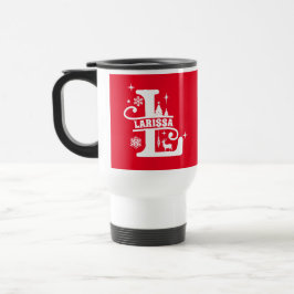 Caneca Térmica Letra L Monograma Nome inicial Vermelho