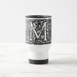 Caneca Térmica Letra M Monograma Medieval Art Nouveau
