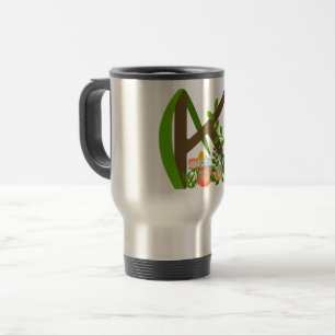 Caneca Térmica Letra maiúscula K monograma floral