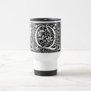 Caneca Térmica Letra Q Monograma Medieval Art Nouveau