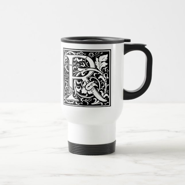 Caneca Térmica Letra R Monograma Medieval Art Nouveau (Direita)