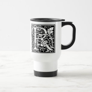 Caneca Térmica Letra R Monograma Medieval Arte Nova