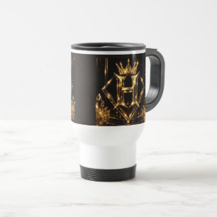 Caneca Térmica Letra S Dourada de Luxo Coroa Monograma Diamante