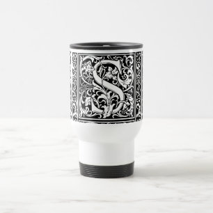 Caneca Térmica Letra S Monograma Medieval Arte Nova